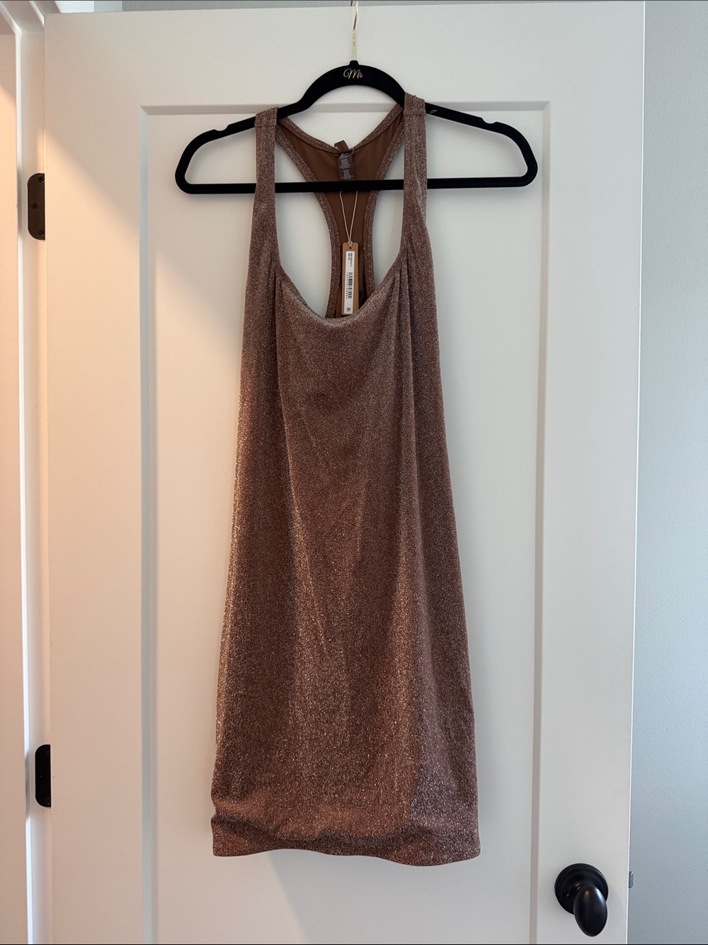 SKIMS Shimmery Rose Gold Racerback Tank Dress